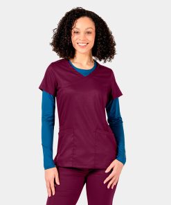 Womens Knit Panel V-Neck Top 2803