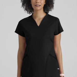 Grey's Anatomy Knit Stretch Women's Define  2-Pocket V-Neck Top