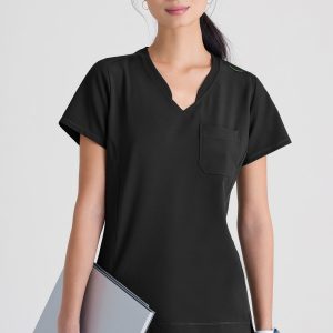 Grey's Anatomy Evolve 1 Pocket Banded V-Neck Tuck-In Top