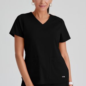 Grey's Anatomy Spandex Stretch Emma Top-4 Pocket Scrub Top